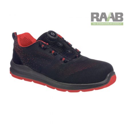 Portwest Compositelite Wire Lace Safety Trainer kötött S1P fekete/piros