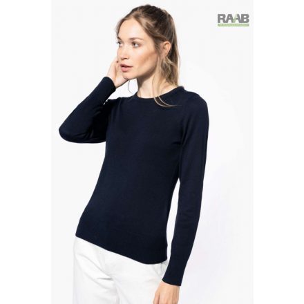 Crev Neck női üzleti pulóver fekete, 3XL-es méretben